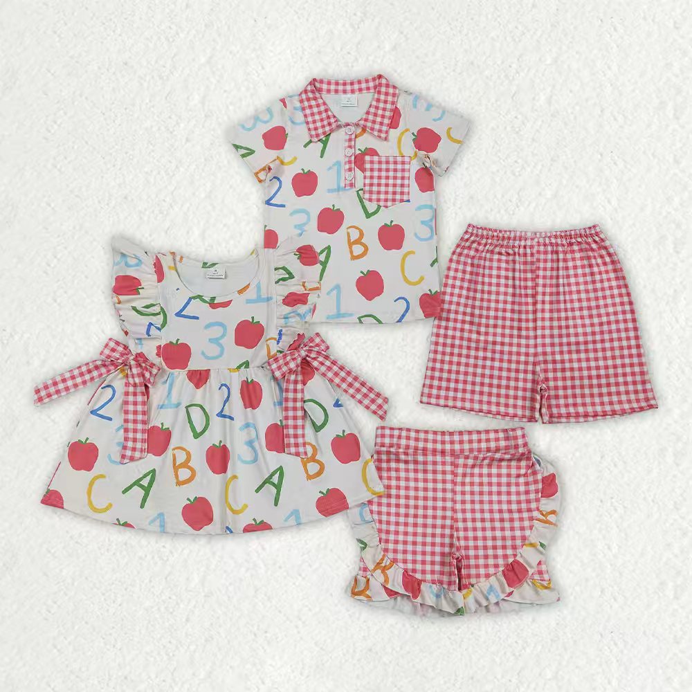Back to school top matching shorts outfit girl outfit