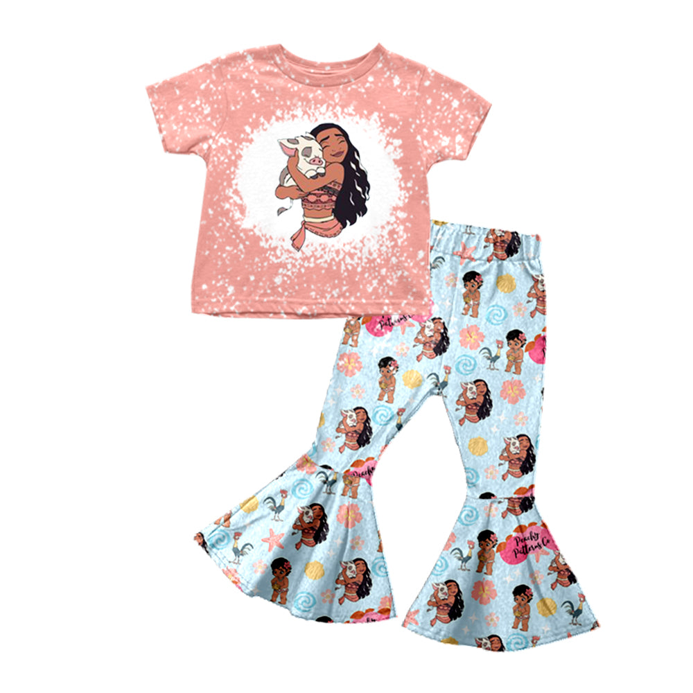 baby girls island princess cartoon bell bottoms outfit