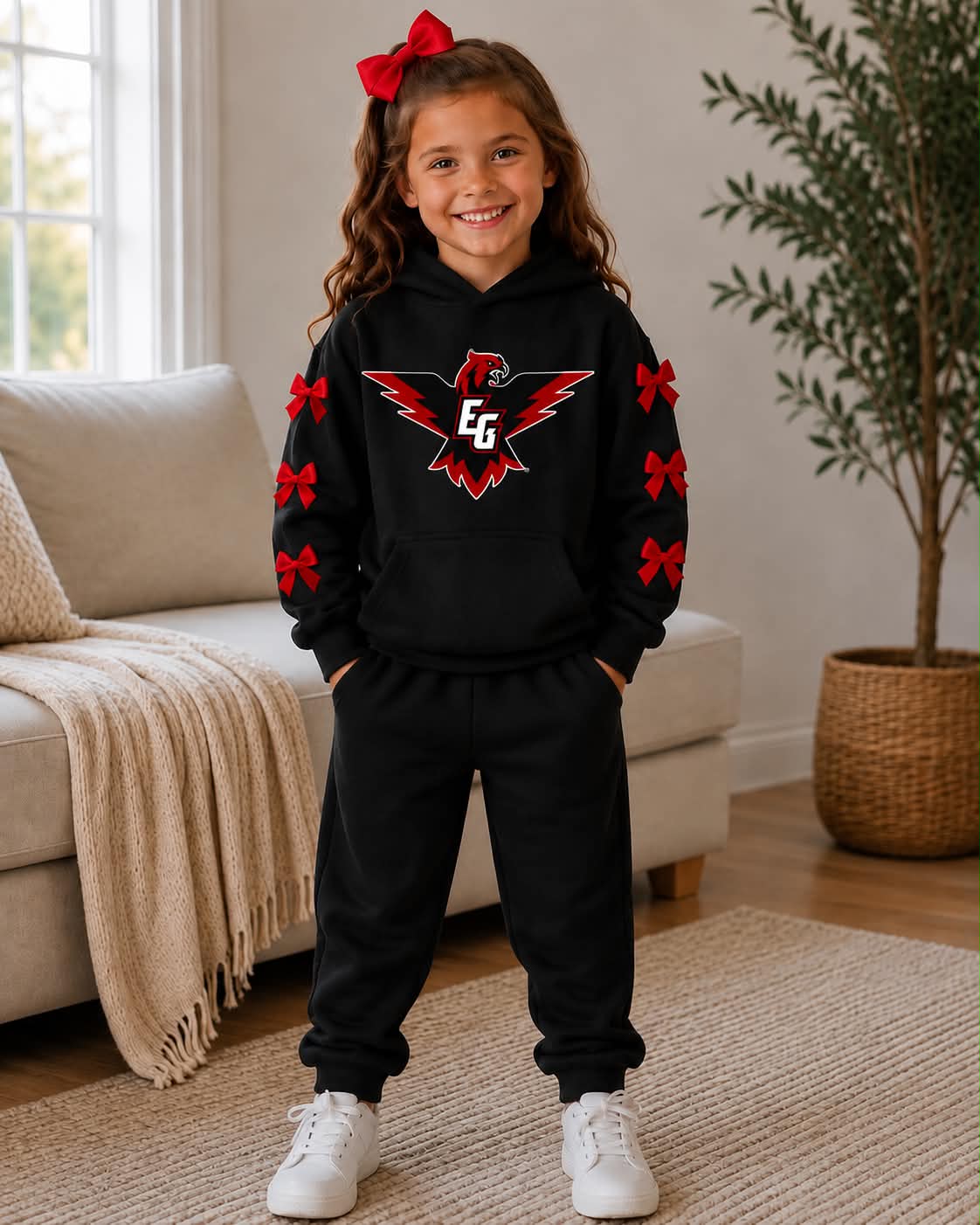 Toddle kids girl custom team hoodie top matching pants spring fall design outfit