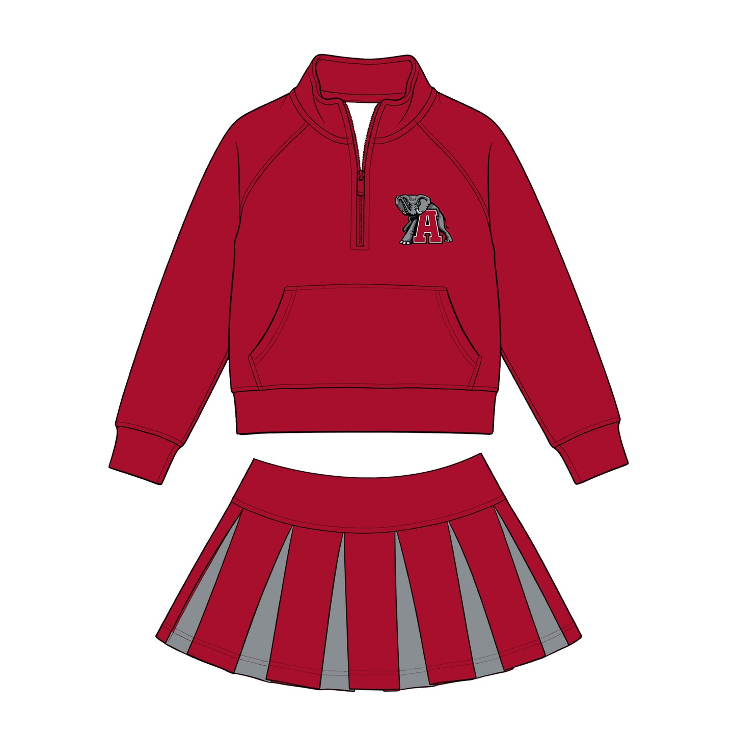 Kids long sleeve team pullover top matching skorts outfit wholesal factory price