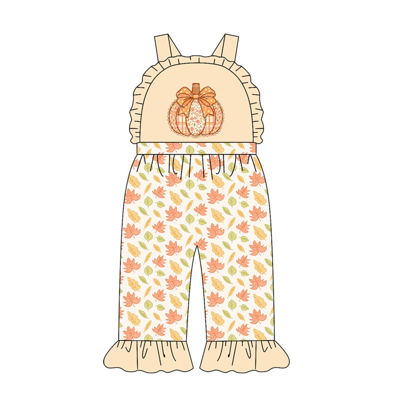 toddle girls fall pumpkin design jumpsuit wholesale factory price