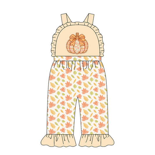 toddle girls fall pumpkin design jumpsuit wholesale factory price