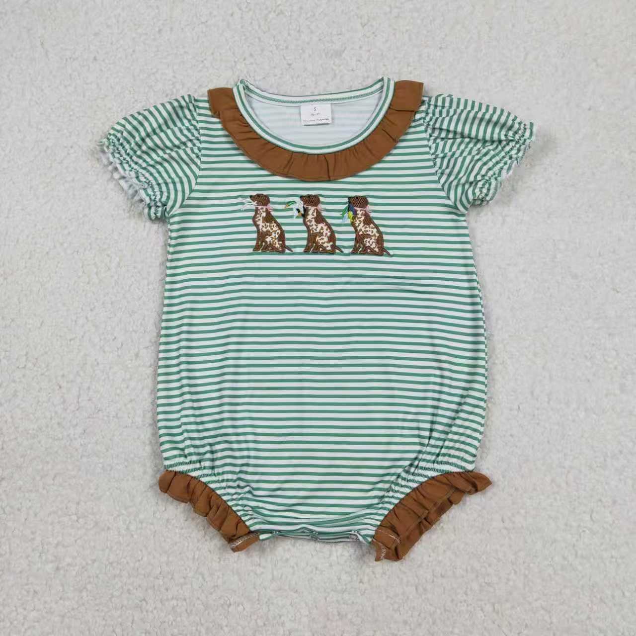 Embroidery Duck dog shirt matching shorts girls outfit