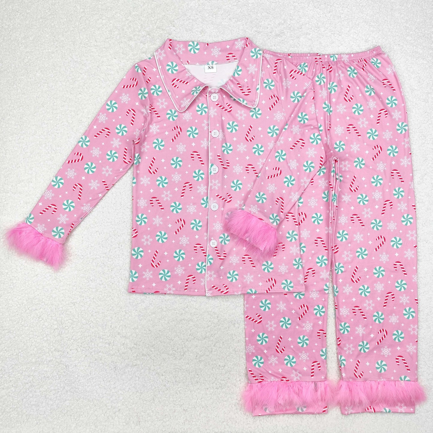 Mommy and Me Christmas candy cane long sleeve matching pajama set