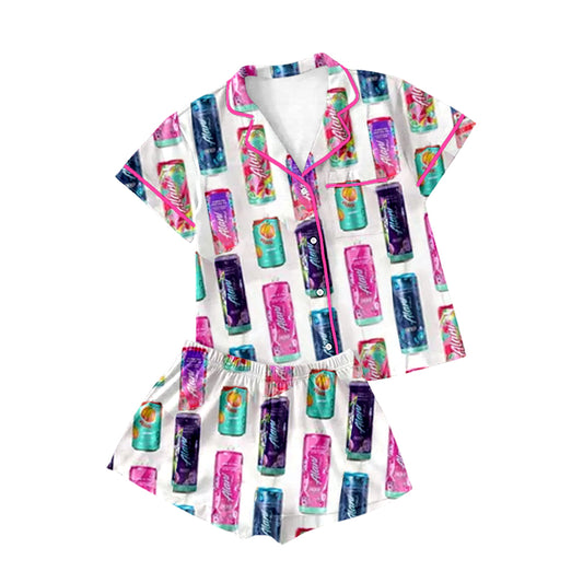 Adult women shot sleeve pajama set