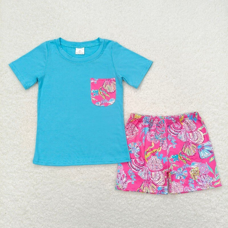 sister brother blue floral wholesale matching sibling set