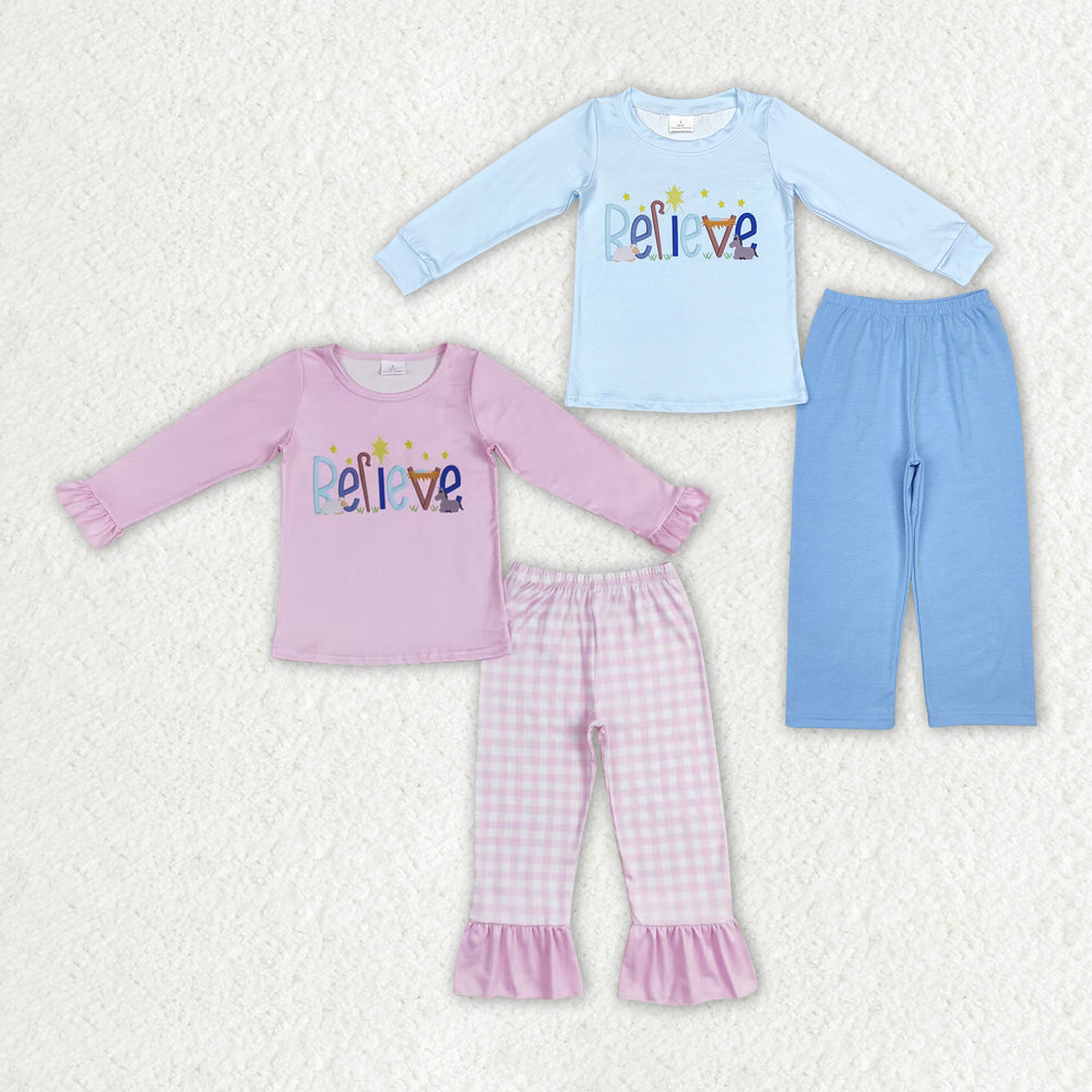 Sister brother Christmas beliveve long sleeve pajama set