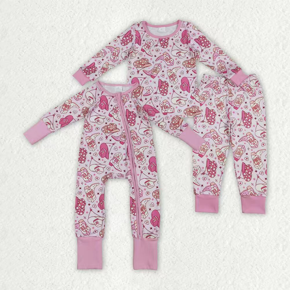 Western cowboy design kids long sleeve pajama set