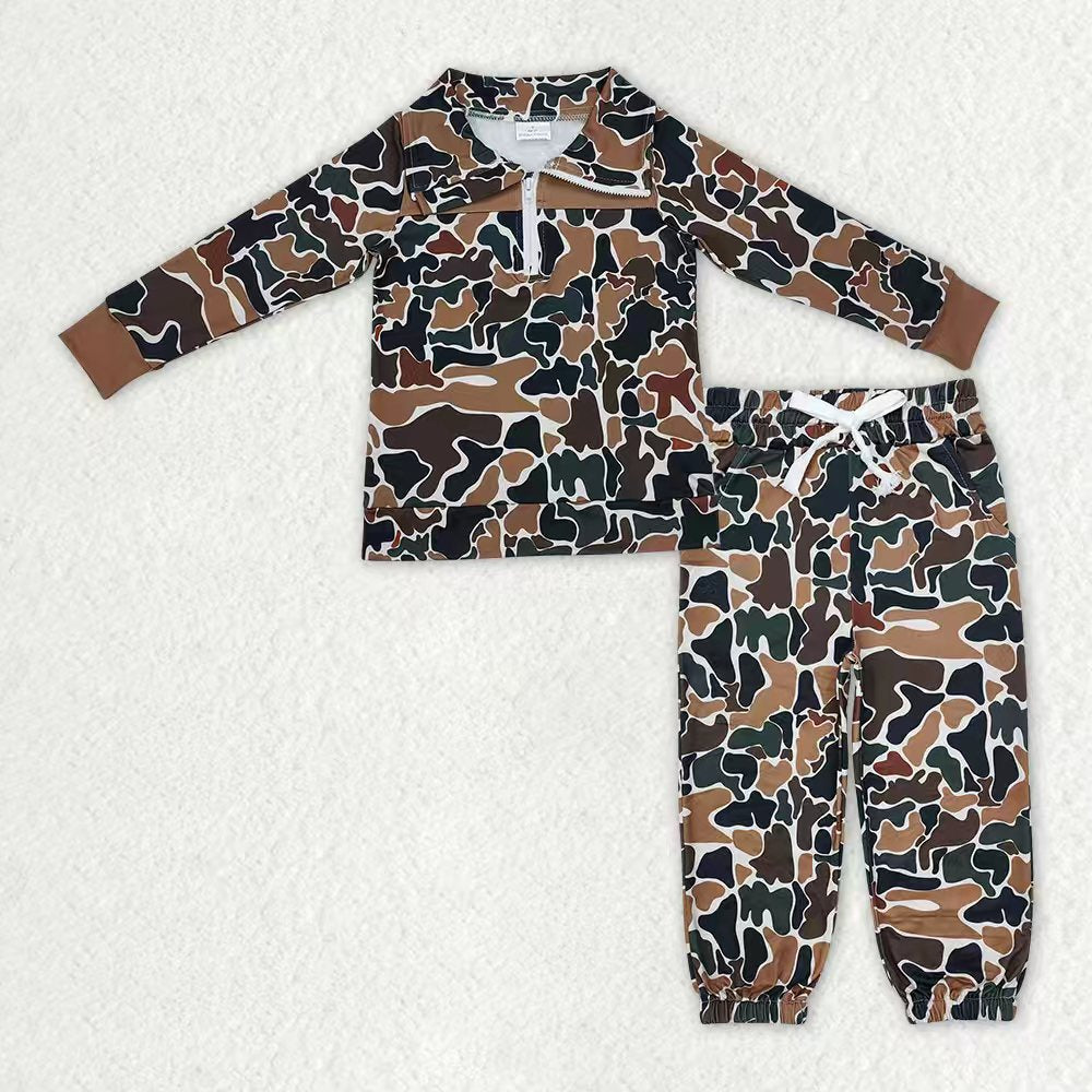 Hunting season camo pullover top matching pants boy spring fall outfit