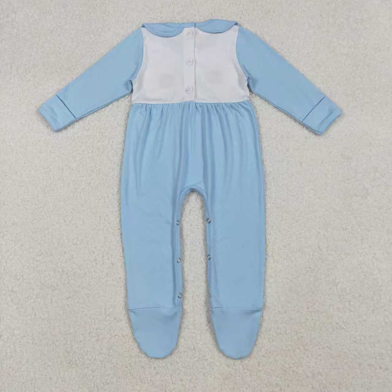 Thanksgiving embroidery pumpkin toddle babylong sleeve romper