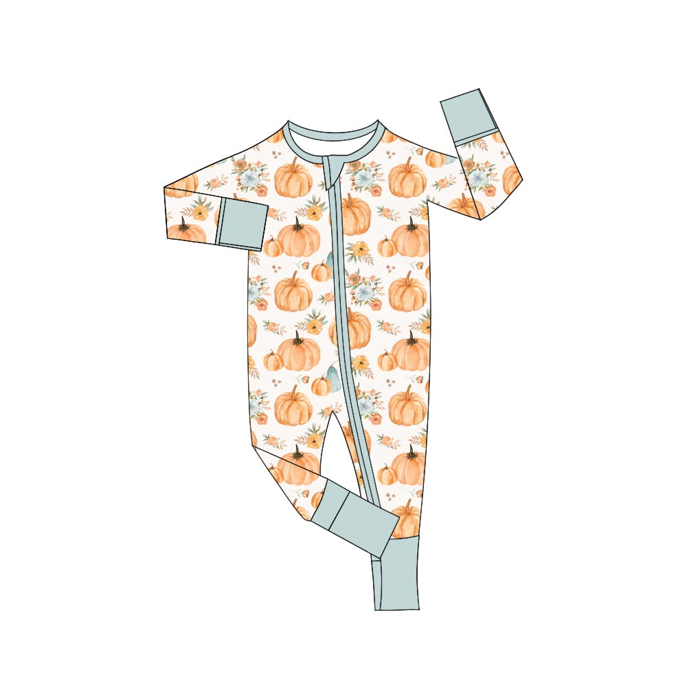 newborn baby floral pumpkin zip romper wholesale price