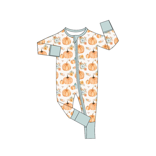 newborn baby floral pumpkin zip romper wholesale price