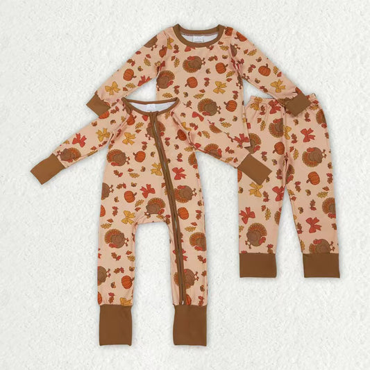 Thanksgiving turkey shirt matching pants pajama set