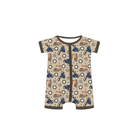 infant baby boy short sleeve zip romper