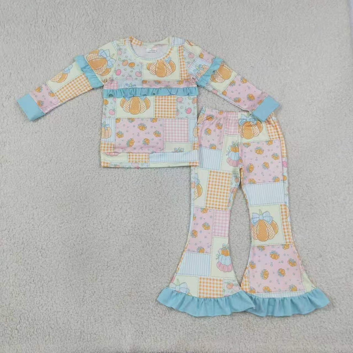 Christmas santa claus long sleeve top matching pants girl outfit