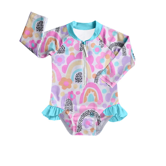 baby girls one piece rainbow print bathing suit