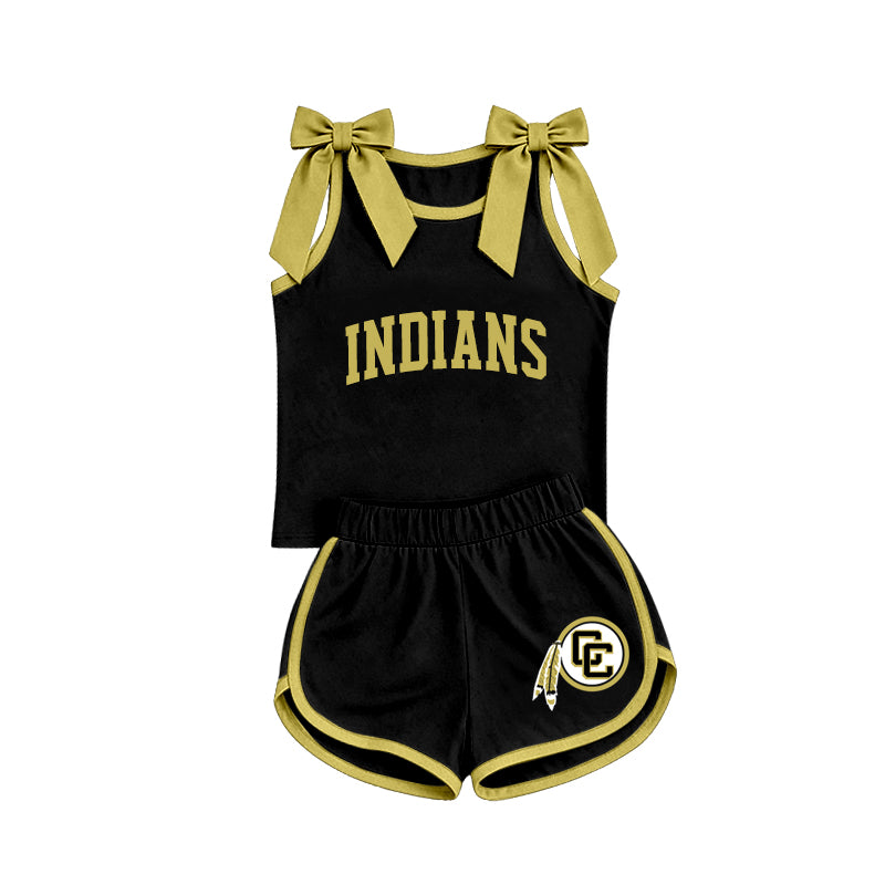 Custom team bow top matching shorts girls summer outfit