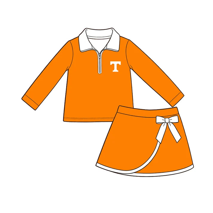 wholesale kids clothes custom tennessee team design skirt matching outfit