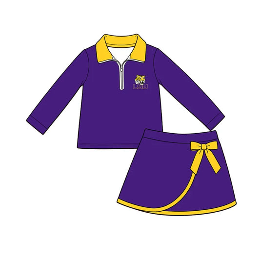 wholesale kids clothes custom team design skirt matching outfit