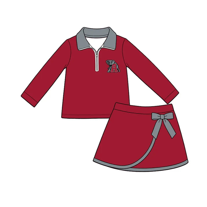 wholesale kids clothes custom alabama team design skirt matching outfit