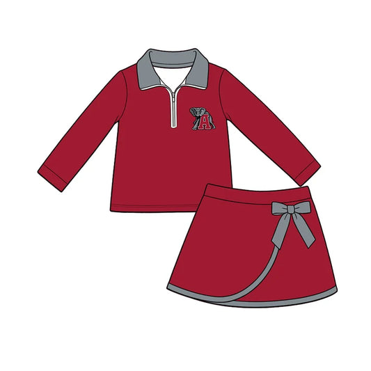 wholesale kids clothes custom alabama team design skirt matching outfit