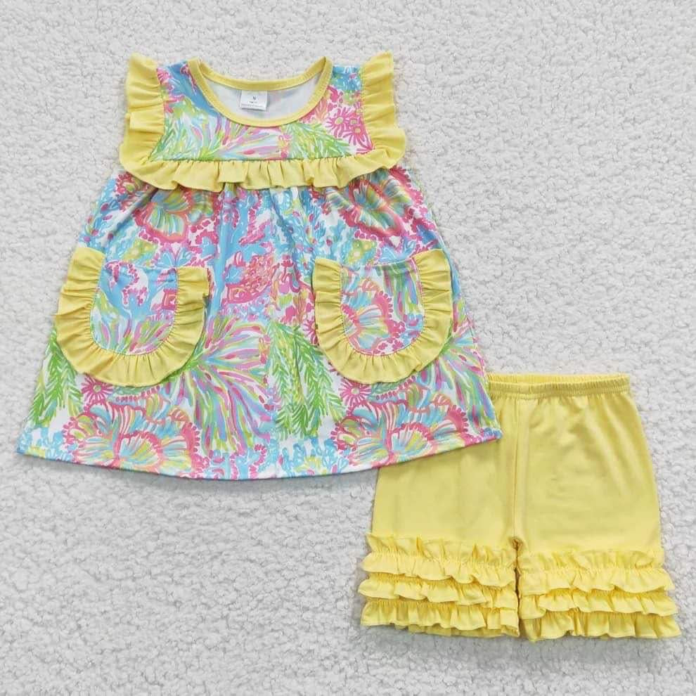 Floral design 2pcs wholesale summer clothes set