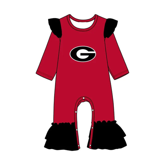 Toddle baby girl long sleeve custom georgia team romper