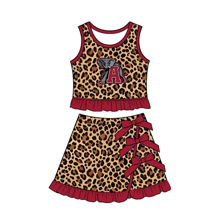 toddle girls custom alabama team leopard style skirt set