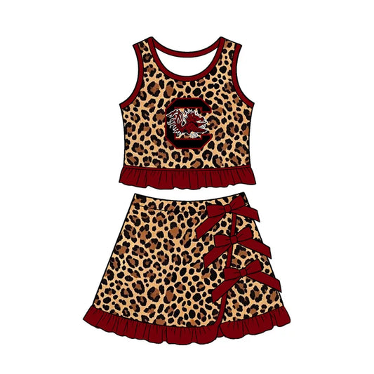 toddle girls custom gamecocks team leopard style skirt set