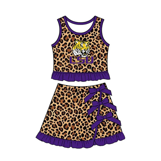 toddle girls custom LSU team leopard style skirt set