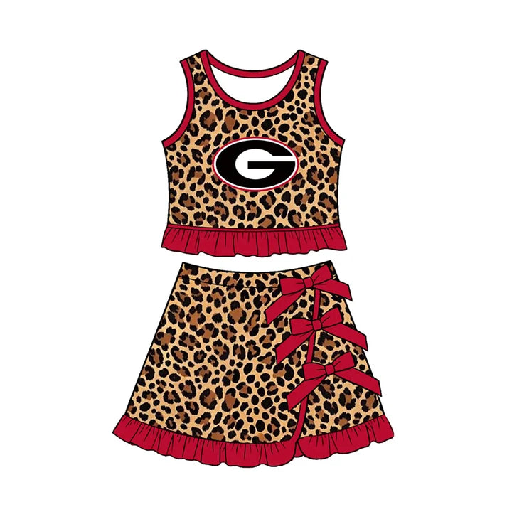toddle girls custom georgia team leopard style skirt set