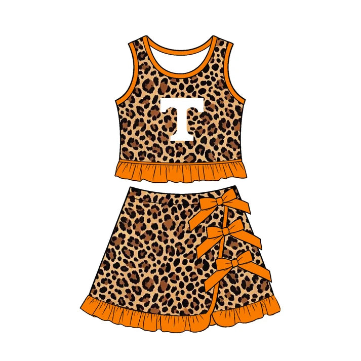 toddle girls custom tennessee team leopard style skirt set