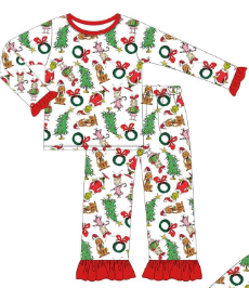 Kids Christmas green face family outfit