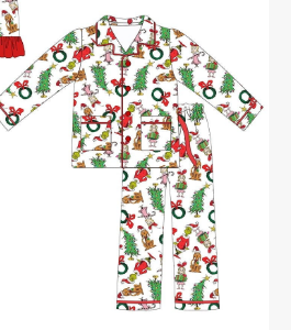 Kids Christmas green face family outfit