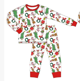 Kids Christmas green face family outfit