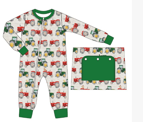 Toddle kids boy tractor design matching design outfit