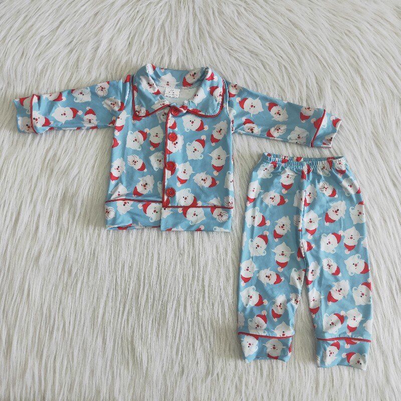 boys blue Santa pajama set