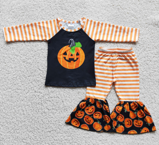 Kids girls Halloween Pumpkin 2pcs Clothing Set