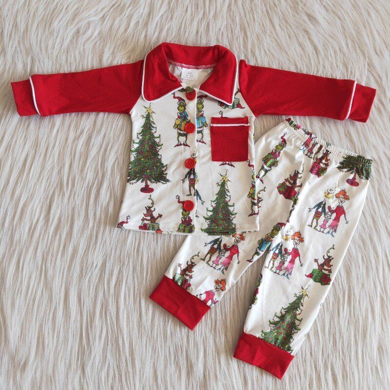 boys  xmas tree  pajama set