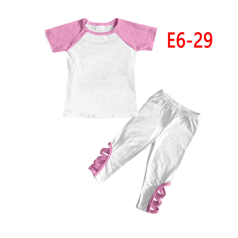 baby girls short sleeve boutique set, kids summer clothing E6-29