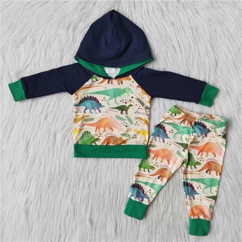 boys dinosaur hoodie set