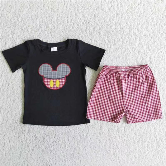 Boys embroidery design summer short set