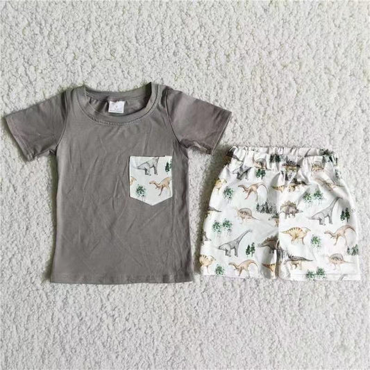 Boys dinosaur summer short set