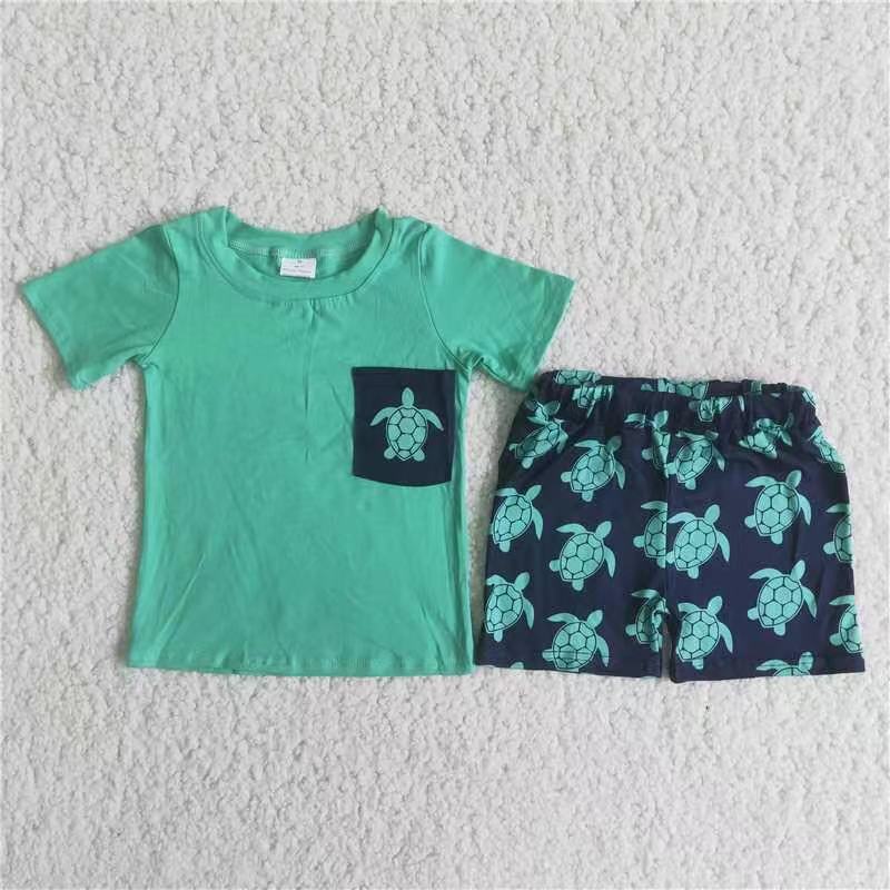 Boys turtle summer short set