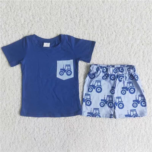 Boys tractor summer short set