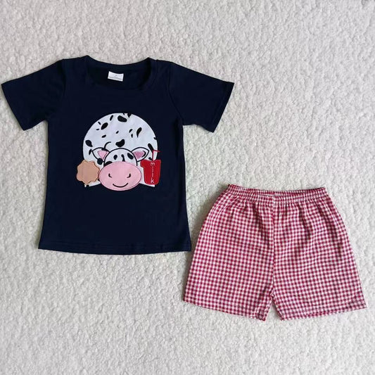 Boys embroidery design summer short set