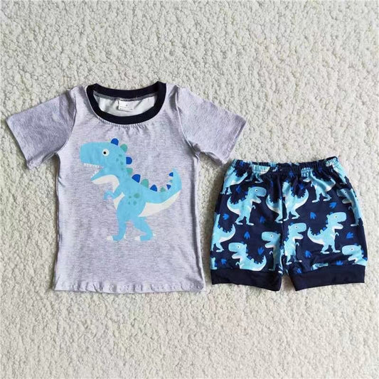 Boy Dinosaur summer short set