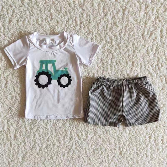 Boys tractor summer short set