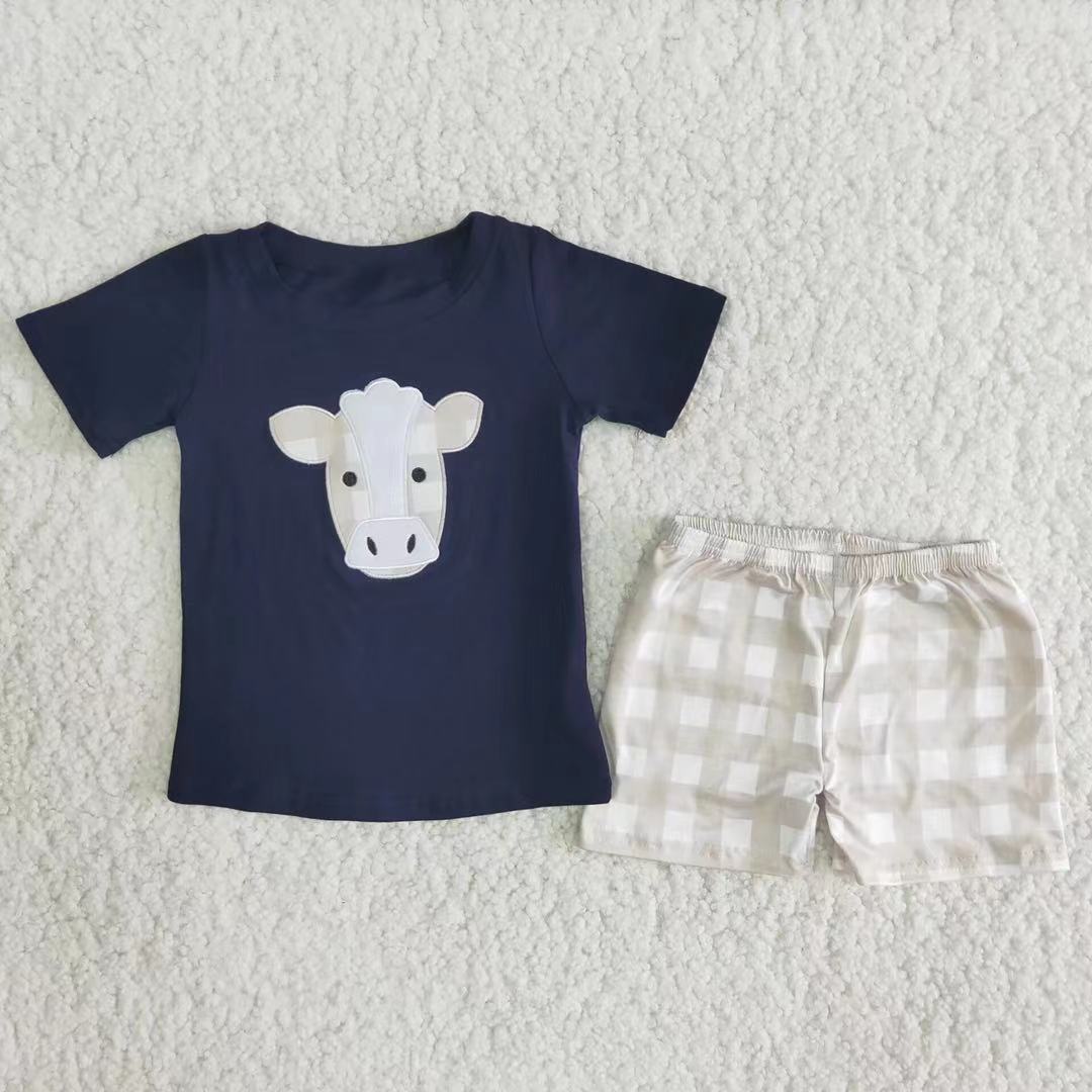 Boys embroidery design  cow short set