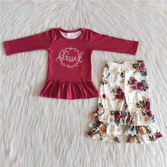 blessed top floral pants set